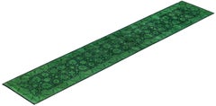 Overdyed Hand-Knotted Wool Modern-Contemporary Green Runner 2' 7" x 14' 7"
