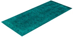 Overdyed Hand-Knotted Wool Modern-Contemporary Green Runner 2' 7" x 6' 2"