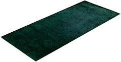Overdyed Hand-Knotted Wool Modern-Contemporary Green Runner 2' 7" x 6' 2"