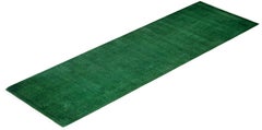 Overdyed Hand-Knotted Wool Modern-Contemporary Green Runner 2' 7" x 8' 4"