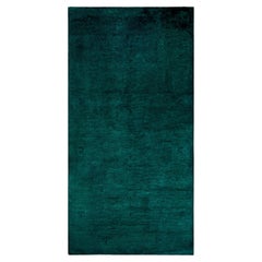 Overdyed Hand-Knotted Wool Modern-Contemporary Green Runner 4' 0" x 7' 10"