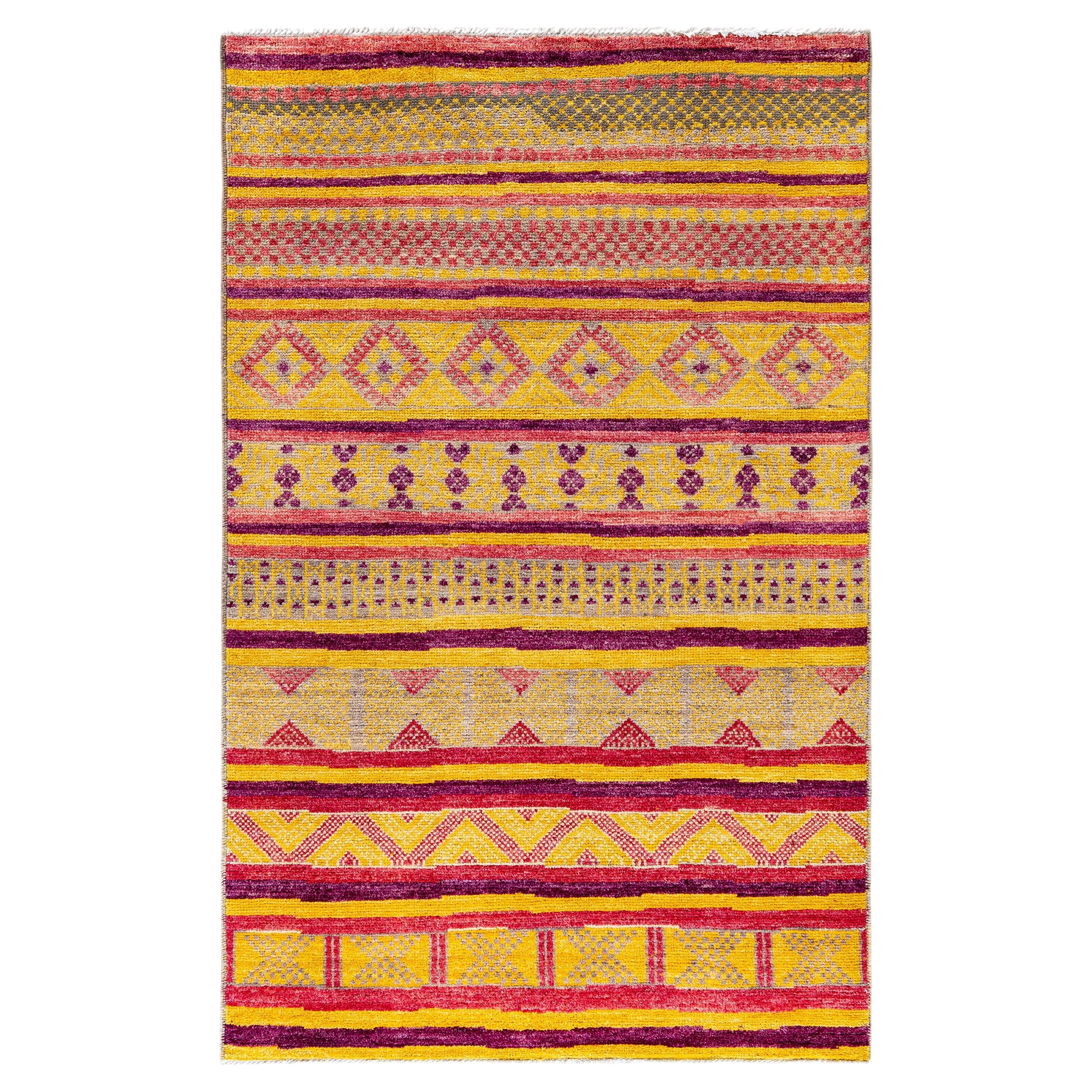 Overdyed Hand-Knotted Wool Modern-Contemporary Multi Area Rug 5' 2" x 8' 2"