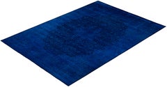 Overdyed Hand-Knotted Wool Modern-Contemporary Navy Area Rug 10' 4" x 13' 10"