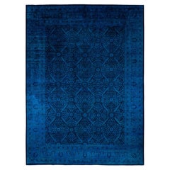 Overdyed Hand-Knotted Wool Modern-Contemporary Navy Area Rug 10' 4" x 13' 10"