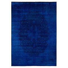 Overdyed Hand-Knotted Wool Modern-Contemporary Navy Area Rug 10' 4" x 13' 10"