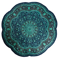 Alfombra de lana anudada a mano sobreteñida azul marino moderna-contemporánea 7' 10" x 8' 0