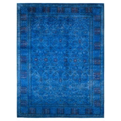 Overdyed Hand-Knotted Wool Modern-Contemporary Navy Area Rug 8' 0" x 10' 3"