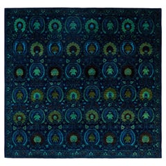 Overdyed Laine nouée à la main Tapis de zone moderne-contemporain marine 9' 9" x 10' 3"