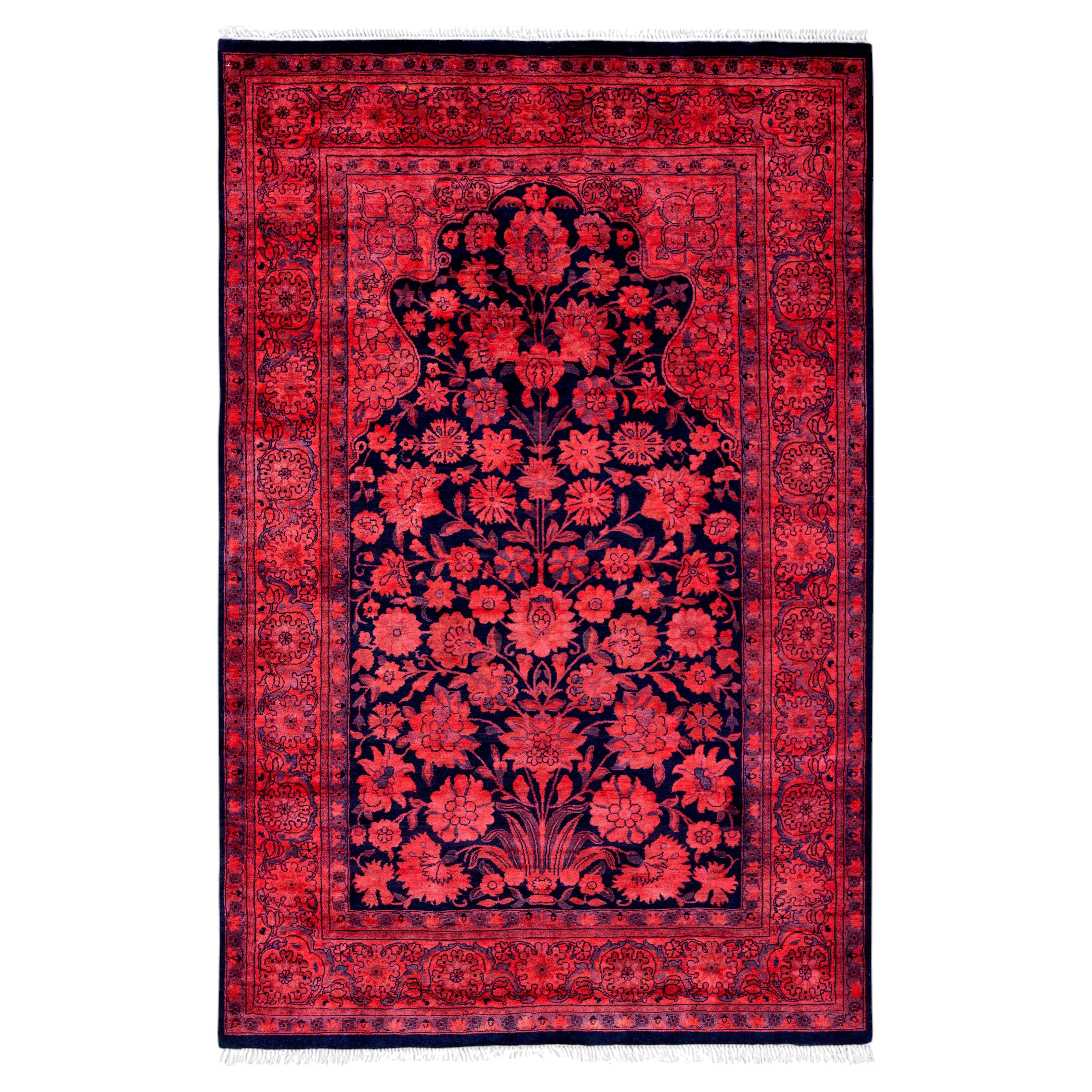 Overdyed Hand-Knotted Wool Modern-Contemporary Orange Area Rug 4' 2" x 6' 4"