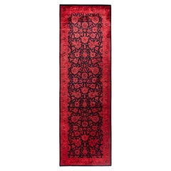 Overdyed Hand-Knotted Wool Modern-Contemporary Orange Runner 2' 6" x 8' 1"