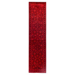 Overdyed Hand-Knotted Wool Modern-Contemporary Orange Runner 2' 7" x 11' 0"