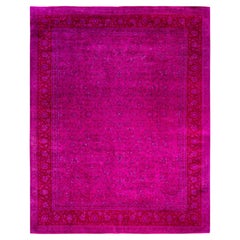 Overdyed Hand-Knotted Wool Modern-Contemporary Pink Area Rug 10' 0" x 13' 2"