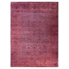 Overdyed Hand-Knotted Wool Modern-Contemporary Pink Area Rug 10' 1" x 13' 8"