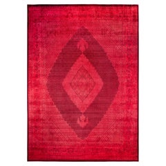 Overdyed handgeknüpfte Wolle modern-zeitgenössischen rosa Bereich Teppich 10' 2" x 14' 4"