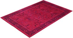 Overdyed Hand-Knotted Wool Modern-Contemporary Pink Area Rug 10' 5" x 13' 10"