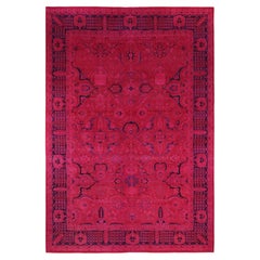 Overdyed Hand-Knotted Wool Modern-Contemporary Pink Area Rug 10' 5" x 13' 10"