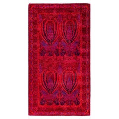 Overdyed Hand-Knotted Wool Modern-Contemporary Pink Area Rug 2' 10" x 5' 5"