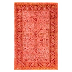 Overdyed handgeknüpfte Wolle modern-zeitgenössischen rosa Bereich Teppich 2' 8" x 4' 1"