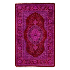 Overdyed handgeknüpfte Wolle modern-zeitgenössischen rosa Bereich Teppich 2' 8" x 4' 3"