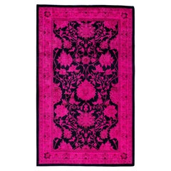 Overdyed Hand-Knotted Wool Modern-Contemporary Pink Area Rug 2' 8" x 4' 3"