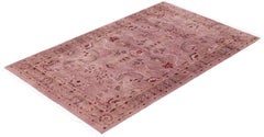 Overdyed Hand-Knotted Wool Modern-Contemporary Pink Area Rug 3' 1" x 4' 10"