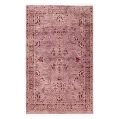 Overdyed Hand-Knotted Wool Modern-Contemporary Pink Area Rug 3' 1" x 4' 10"