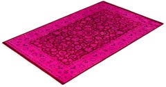 Overdyed Hand-Knotted Wool Modern-Contemporary Pink Area Rug 3' 1" x 5' 0"