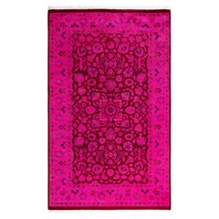 Overdyed Hand-Knotted Wool Modern-Contemporary Pink Area Rug 3' 1" x 5' 0"