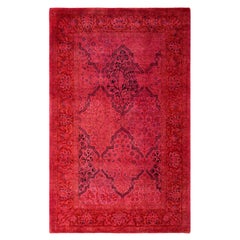 Overdyed Hand-Knotted Wool Modern-Contemporary Pink Area Rug 3' 1" x 5' 0"