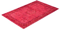 Overdyed Hand-Knotted Wool Modern-Contemporary Pink Area Rug 3' 1" x 5' 1"