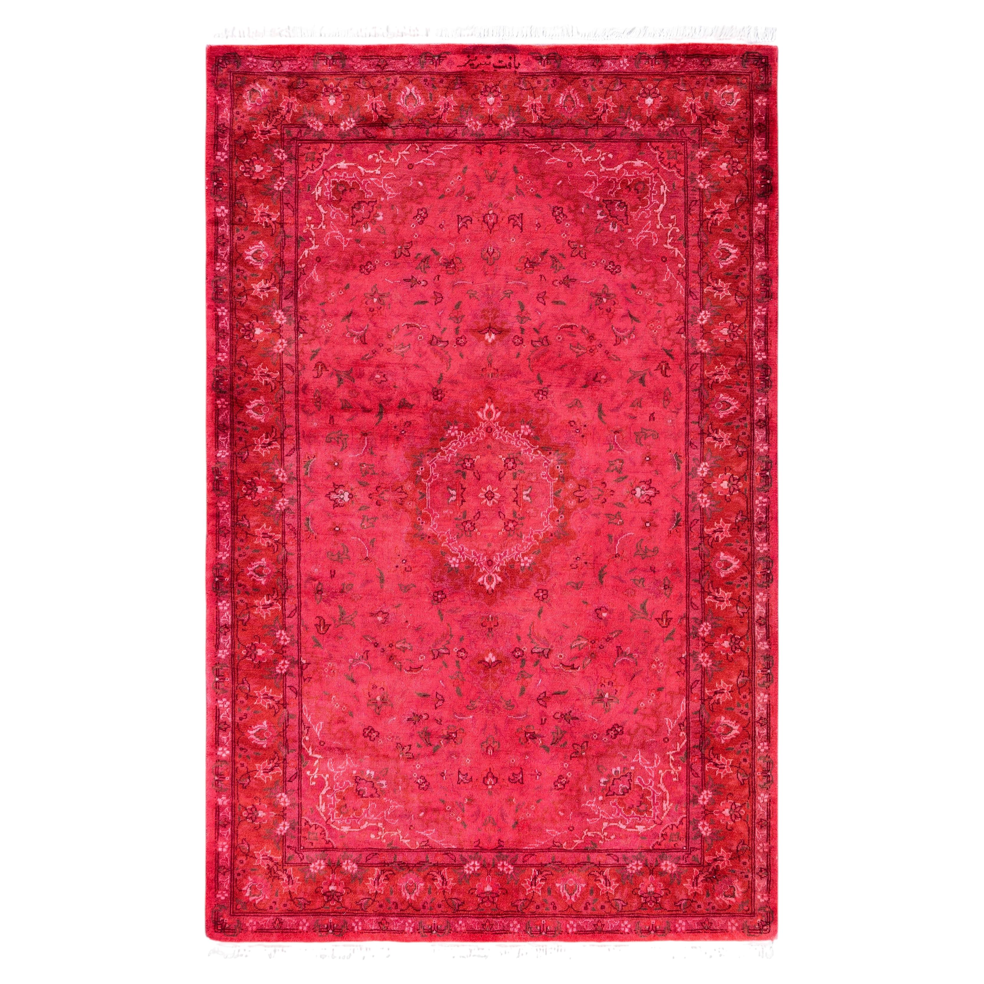 Overdyed Hand-Knotted Wool Modern-Contemporary Pink Area Rug 3' 1" x 5' 1"
