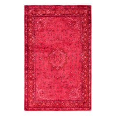 Overdyed Hand-Knotted Wool Modern-Contemporary Pink Area Rug 3' 1" x 5' 1"
