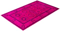 Overdyed handgeknüpfte Wolle modern-zeitgenössischen rosa Bereich Teppich 3' 1" x 5' 2"