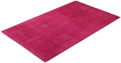Tappeto Overdyed in lana annodato a mano di colore rosa moderno-contemporaneo 3' 1" x 5' 2"