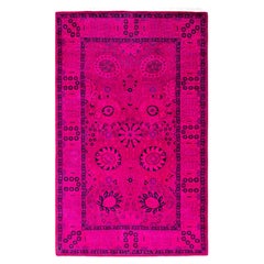 Overdyed handgeknüpfte Wolle modern-zeitgenössischen rosa Bereich Teppich 3' 1" x 5' 2"