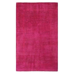Tappeto Overdyed in lana annodato a mano di colore rosa moderno-contemporaneo 3' 1" x 5' 2"