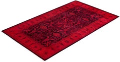 Overdyed Hand-Knotted Wool Modern-Contemporary Pink Area Rug 3' 1" x 5' 4"