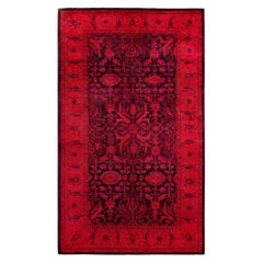 Overdyed Hand-Knotted Wool Modern-Contemporary Pink Area Rug 3' 1" x 5' 4"
