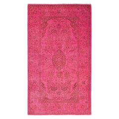 Overdyed Hand-Knotted Wool Modern-Contemporary Pink Area Rug 3' 1" x 5' 6"
