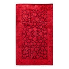 Overdyed Hand-Knotted Wool Modern-Contemporary Pink Area Rug 3' 2" x 5' 2"