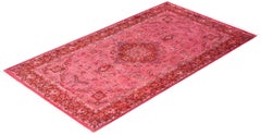 Overdyed handgeknüpfte Wolle modern-zeitgenössischen rosa Bereich Teppich 3' 2" x 5' 5"