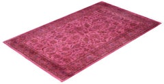 Overdyed Hand-Knotted Wool Modern-Contemporary Pink Area Rug 3' 3" x 5' 3"