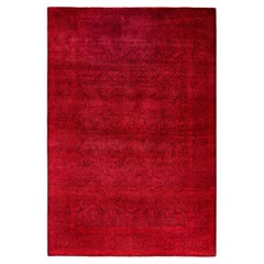 Overdyed Hand-Knotted Wool Modern-Contemporary Pink Area Rug 4' 0" x 6' 2"