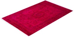 Overdyed Hand-Knotted Wool Modern-Contemporary Pink Area Rug 4' 1" x 6' 3"