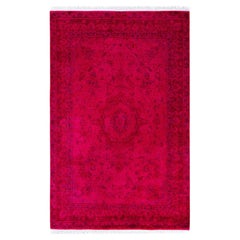 Overdyed handgeknüpfte Wolle modern-zeitgenössischen rosa Bereich Teppich 4' 1" x 6' 3"