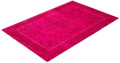 Overdyed Hand-Knotted Wool Modern-Contemporary Pink Area Rugs 4' 1" x 6' 4"