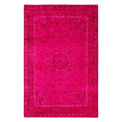 Overdyed Hand-Knotted Wool Modern-Contemporary Pink Area Rugs 4' 1" x 6' 4"