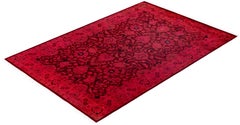 Overdyed Hand-Knotted Wool Modern-Contemporary Pink Area Rug 4' 2" x 6' 2"