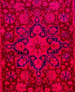 Overdyed Hand-Knotted Wool Modern-Contemporary Pink Area Rug 4' 3" x 6' 2"