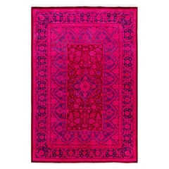 Overdyed Hand-Knotted Wool Modern-Contemporary Pink Area Rug 4' 3" x 6' 2"